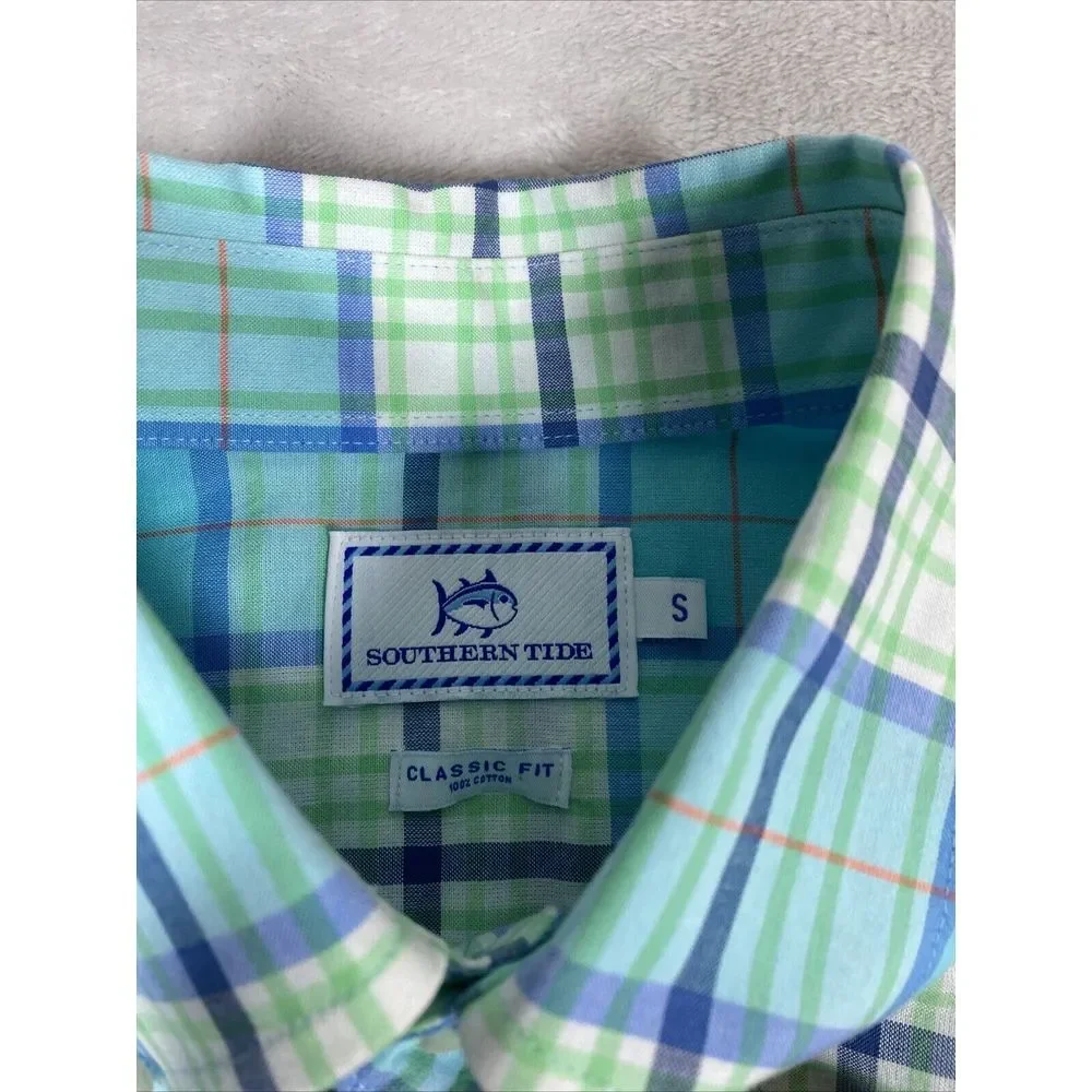 Southern Tide‎ Classic Fit Long Sleeve Button Down Plaid Size Small Fishing - Picture 4 of 9